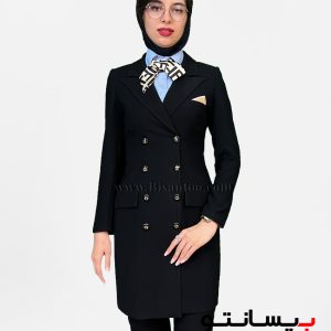 مانتو شلوار خلبانی کرپ مشکی کد 57